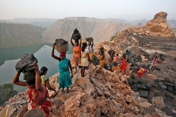 women working in a mine documentary photography in color by Hugh Brown