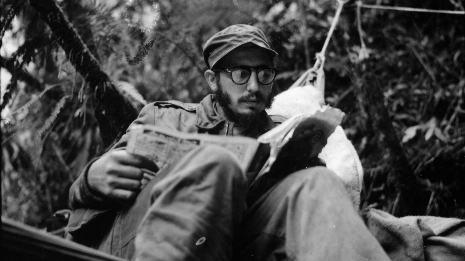 Black and white Photography Fidel Castro in the Sierra Maestra, in Cuba