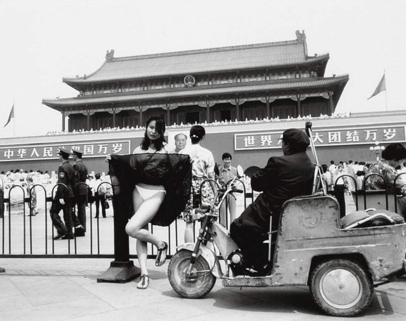 Lu Qing at Tiananmen Square, Beijing, 1994 Black and White China photography