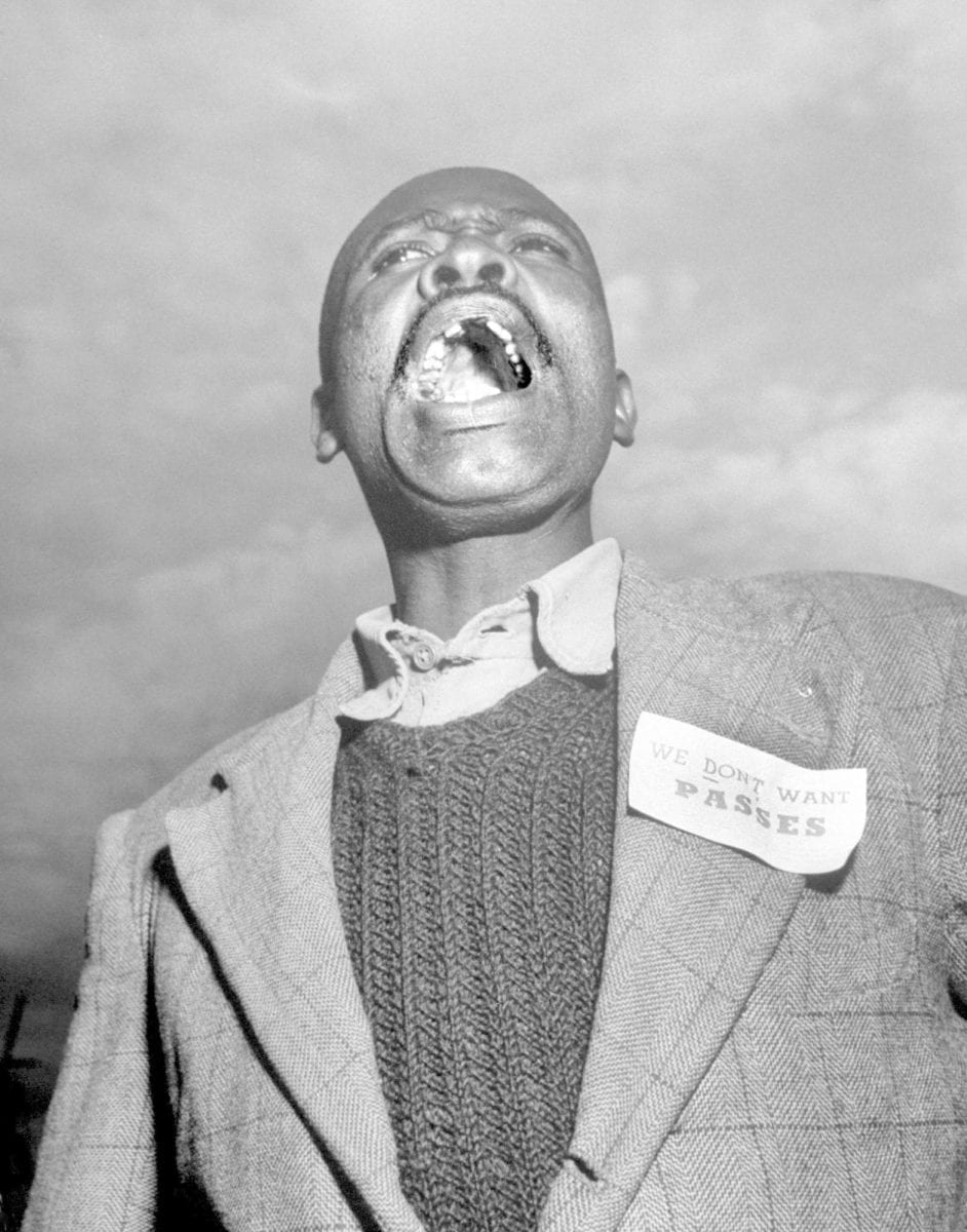 Margaret Bourke-White Carpenter Phillip Mbhele in protest, Johannesburg