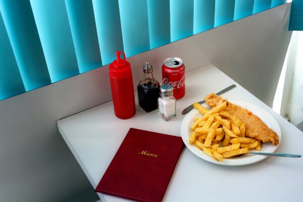 Color analog photography of fish & chips in England by Ian Howorth, from his series Arcadia