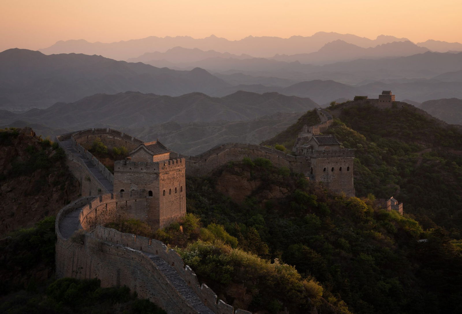 Aerial landscape photo of The Great Wall of China Jinshanling, Chengde, China by Joshua Cavalier