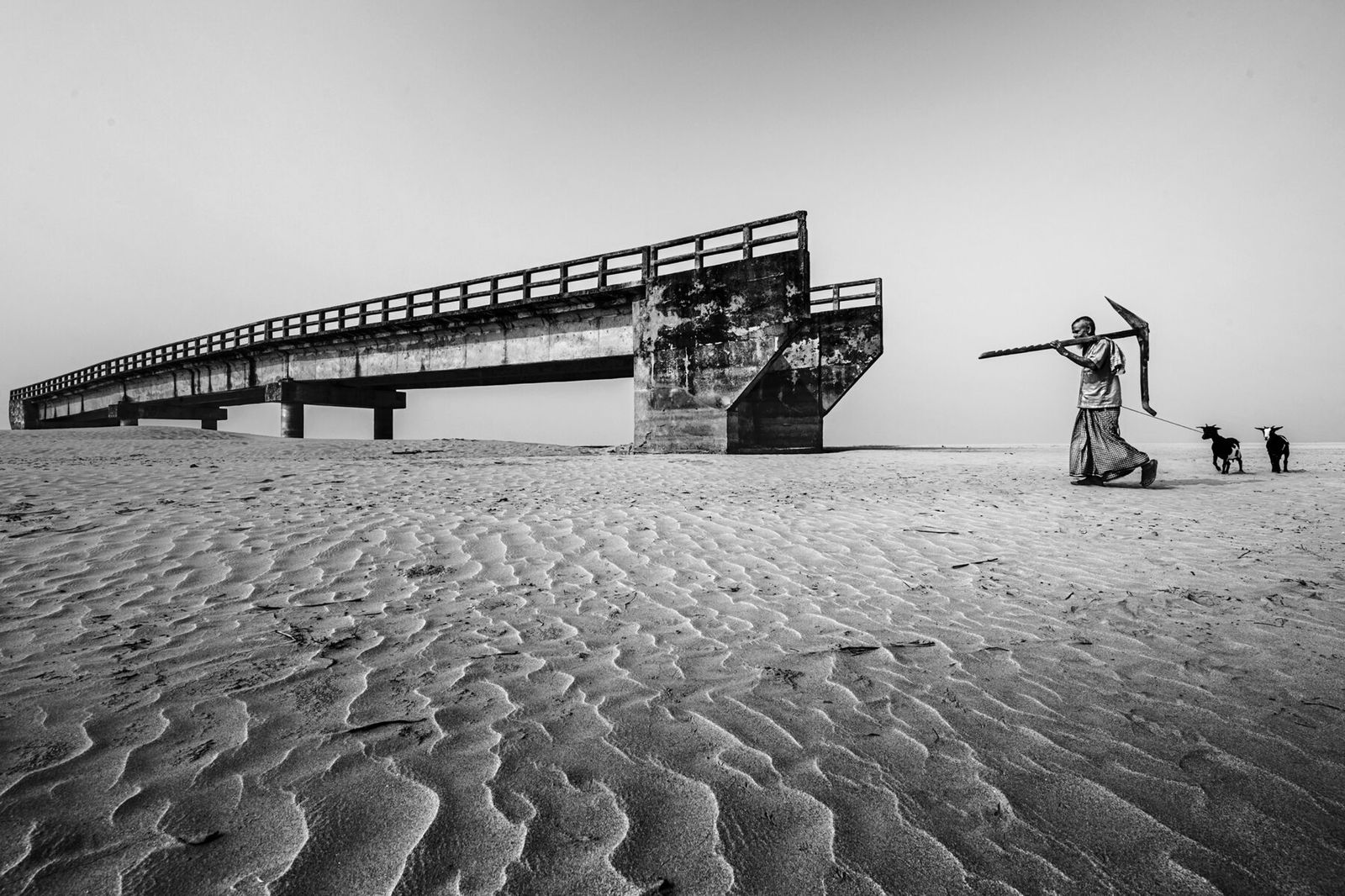 Sharwar Apo The Effects of global warming" - Rajshahi, Bangladesh. Black and white photography of dried up river