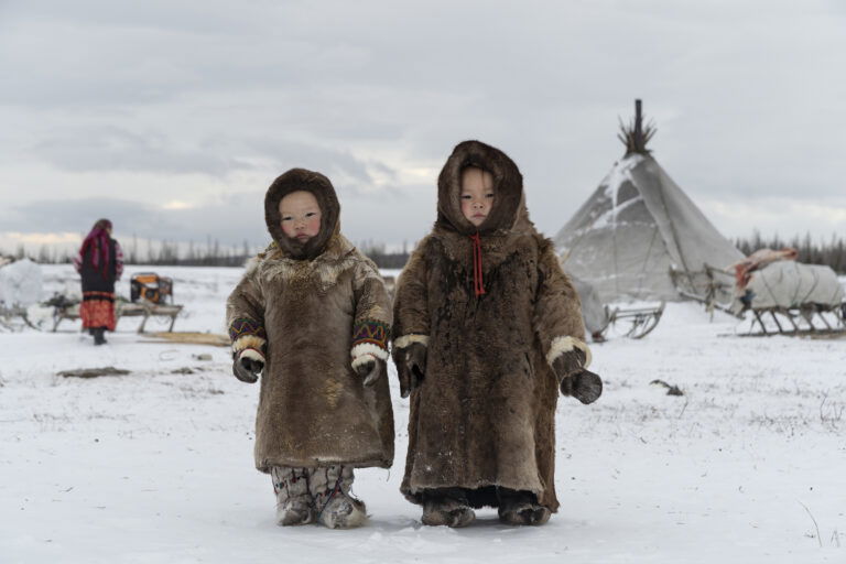 Portrait of two Nenets children, two little Nenets by Alessio Pannini