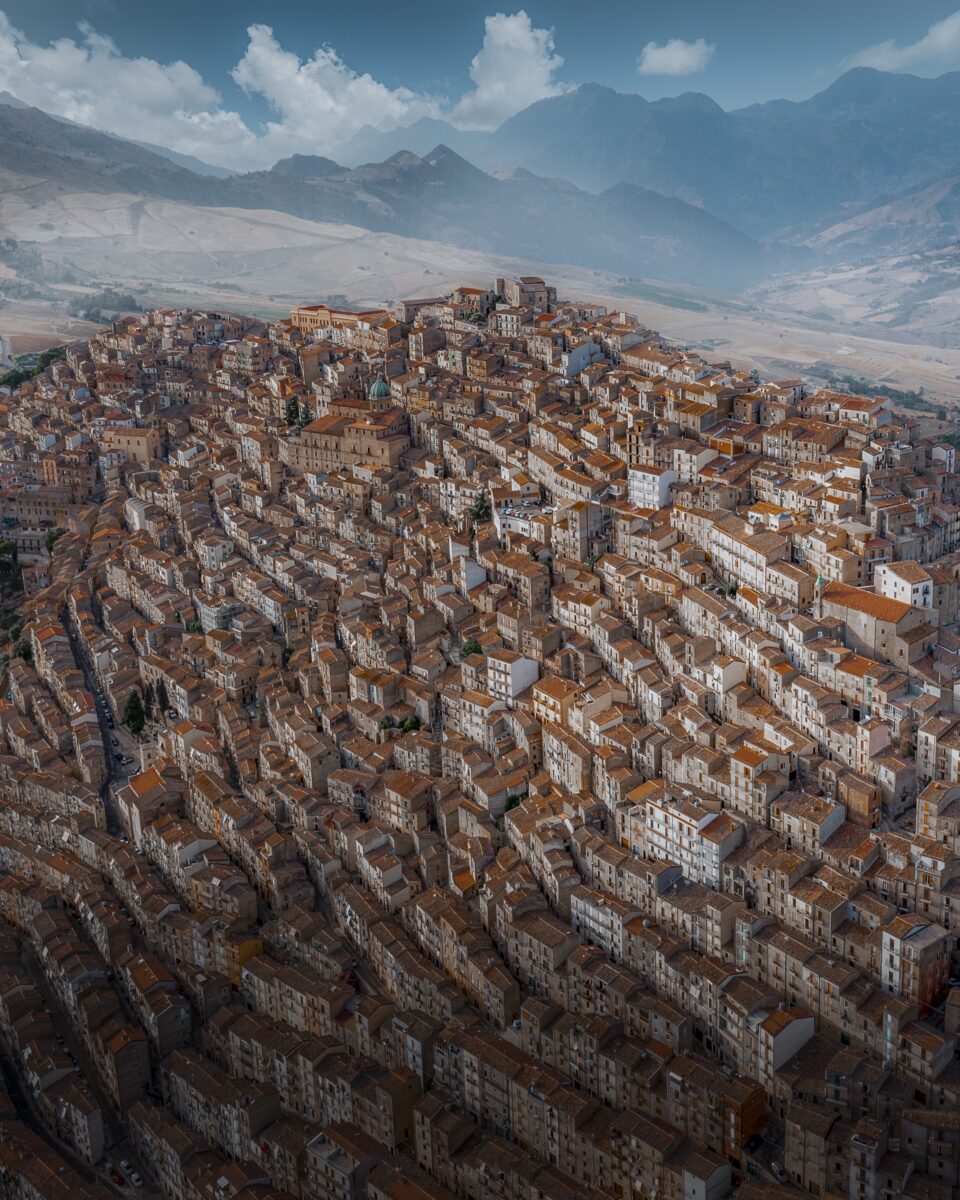 Aerial color landscape photography of Gangi, Sicily by Sara Zanini