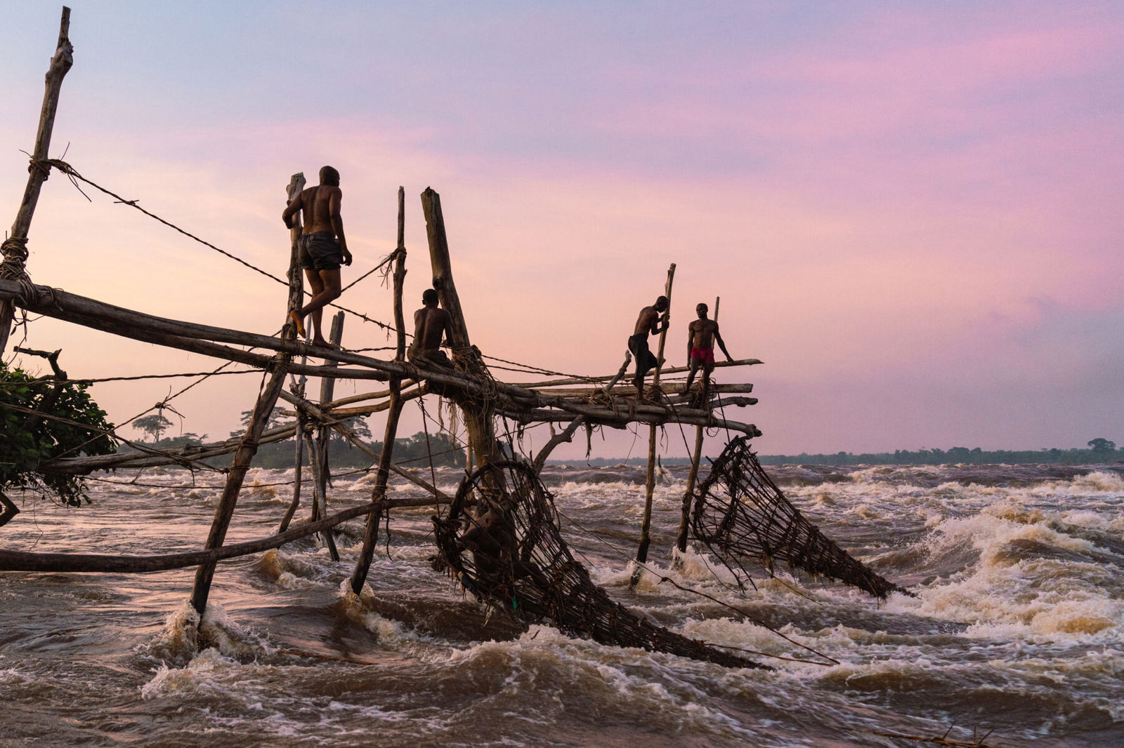 color photo of fishermen in Congo by Joaquin Barata