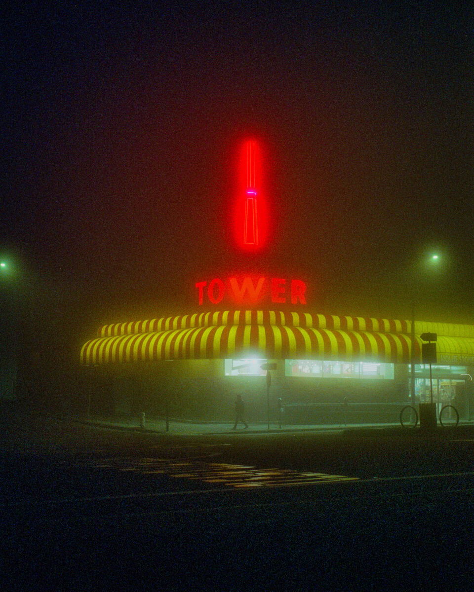 color night photo of neon street corner in San Francisco, California by Joshua Singh