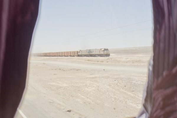 Malparaiso. Color photo of a train