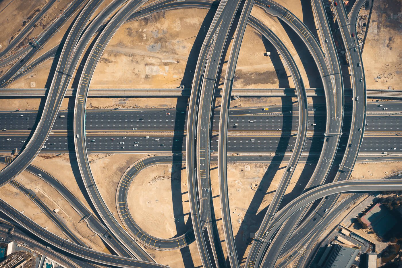 Landscape photography by Tobias Hägg. Dubai, highways from above