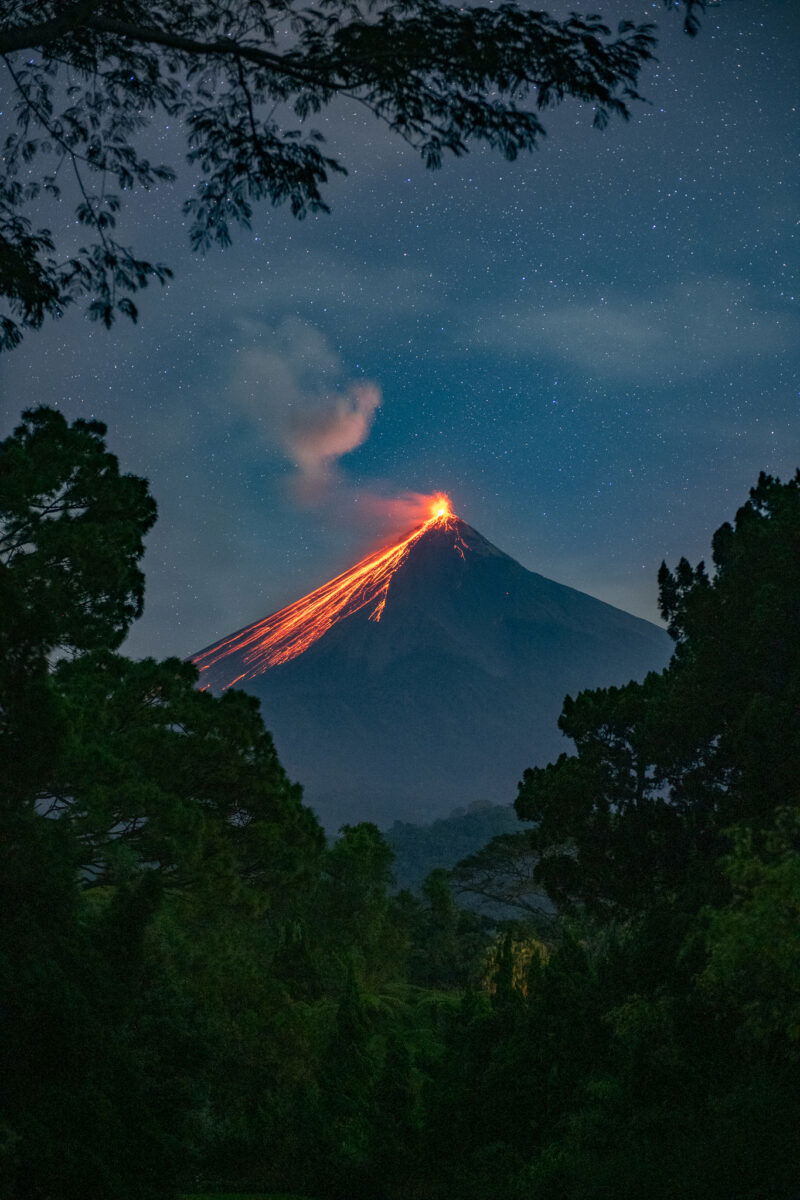 color landscape photo of volcano erupting in Guatemala by Christian Hartmann