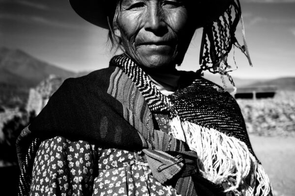 black and white portrait of woman in Villamar, Bolivia by Michael Murray